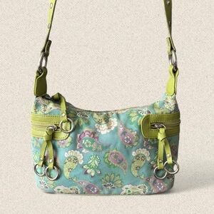 Rare St. John's Bay Shoulder Bag featuring a blue canvas base